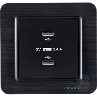 Розетка USB-A + USB-A 5V-2.4A Arvia Electric Lavin Черный матовый (21 25 4007 302)